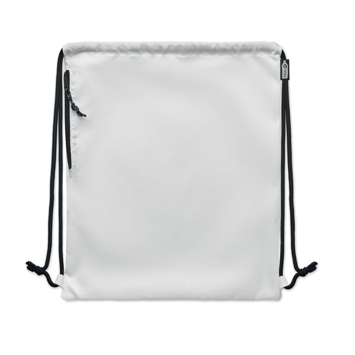 Large drawstring bag 300D RPET Bianco item picture side