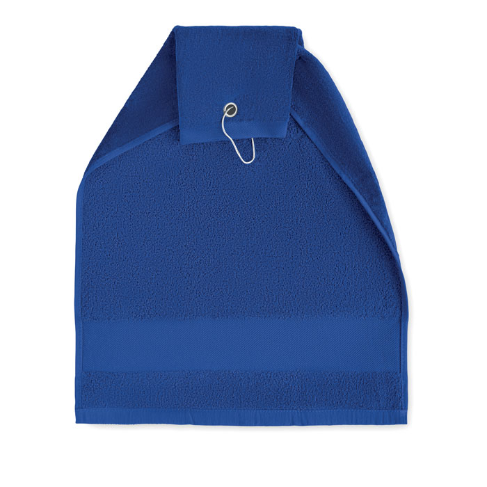 Cotton golf towel with hanger Blu item picture open