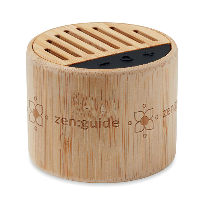 Round bamboo wireless speaker Legno item picture printed