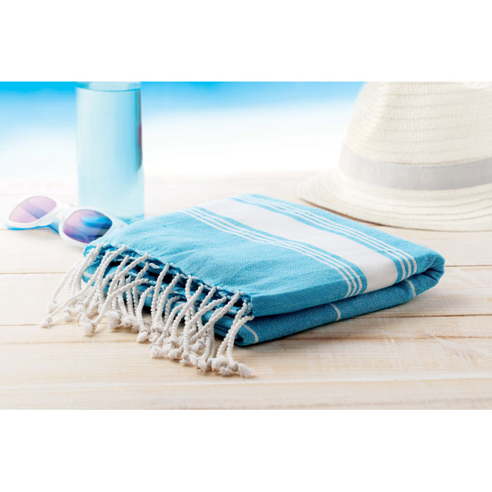 Beach towel cotton  180 gr/m² turquoise item ambiant picture