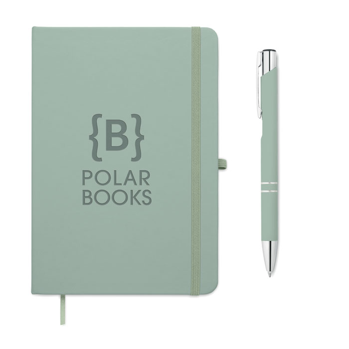 Set notebook A5 in PU Verde Menta item picture printed