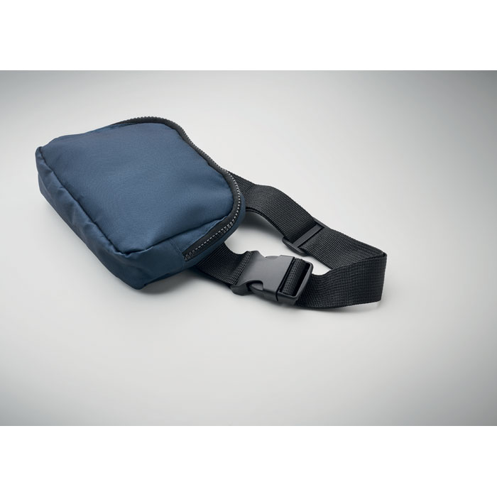 300D RPET polyester waist bag Blu item detail picture
