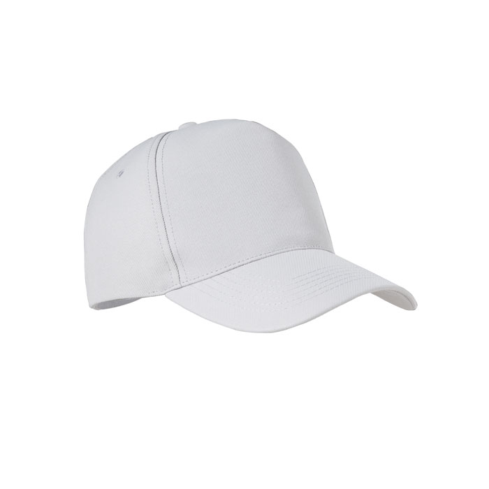 RPET 5 panel baseball cap Bianco item picture front