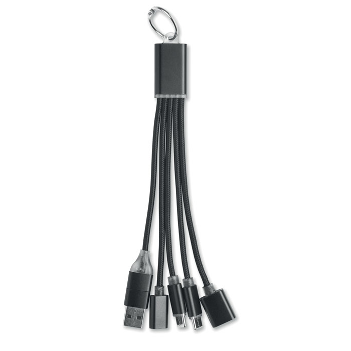 3-in-1 charging cable keyring Nero item picture back
