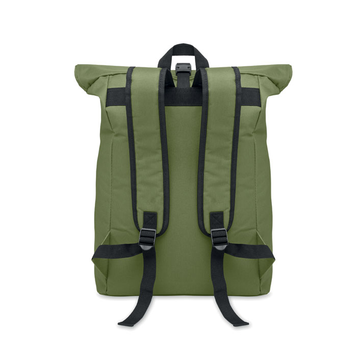 Zaino rolltop in poliestere Verde Militare item picture open