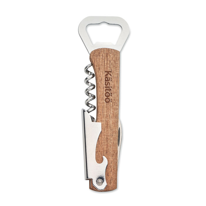 3 in 1 bamboo bottle opener Legno item picture printed