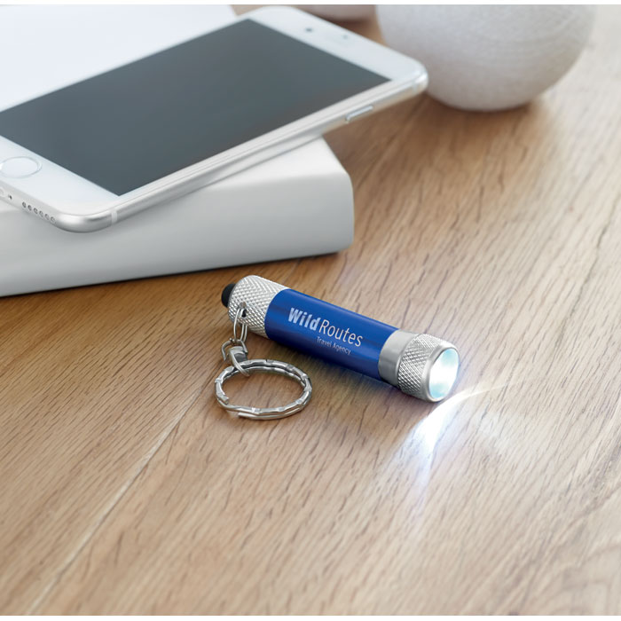 Aluminium torch with key ring Blu item picture printed