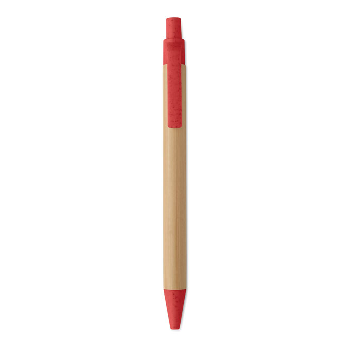 Push button ball pen in bamboo Rosso item picture top