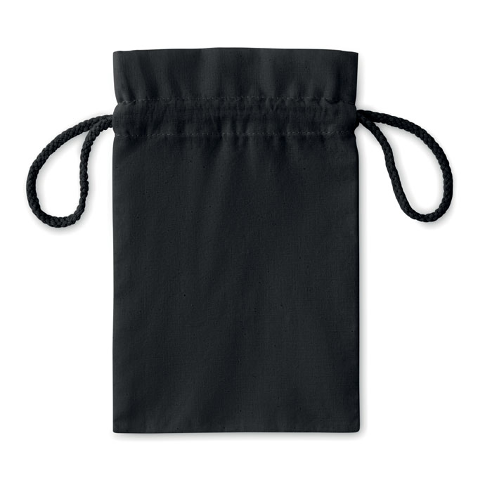 Small Cotton draw cord bag Nero item picture open