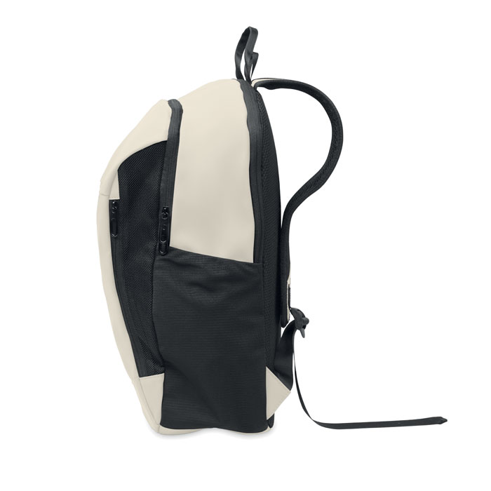 15" soft PU laptop backpack Bianco Sporco item picture open