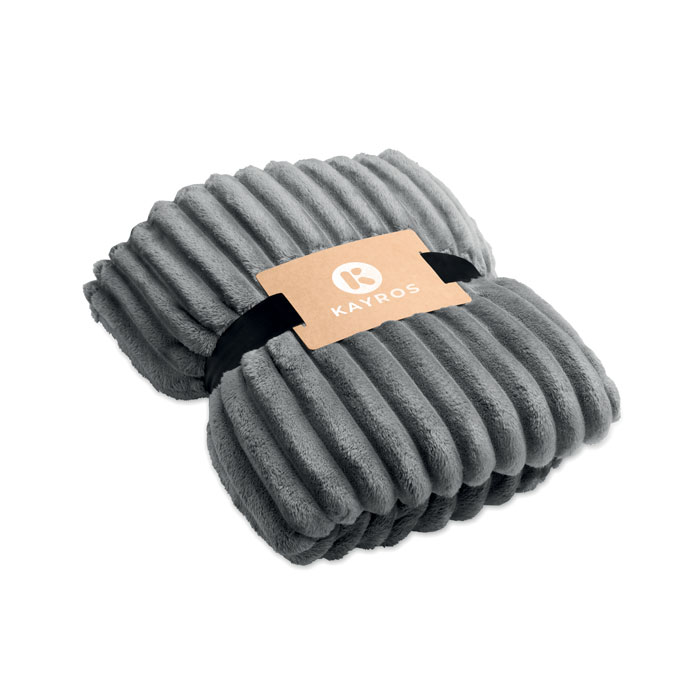 Coperta a righe in pile RPET Grigio Pietra item picture printed