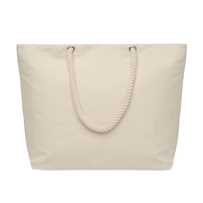 Beach cooler bag in cotton Beige item picture open