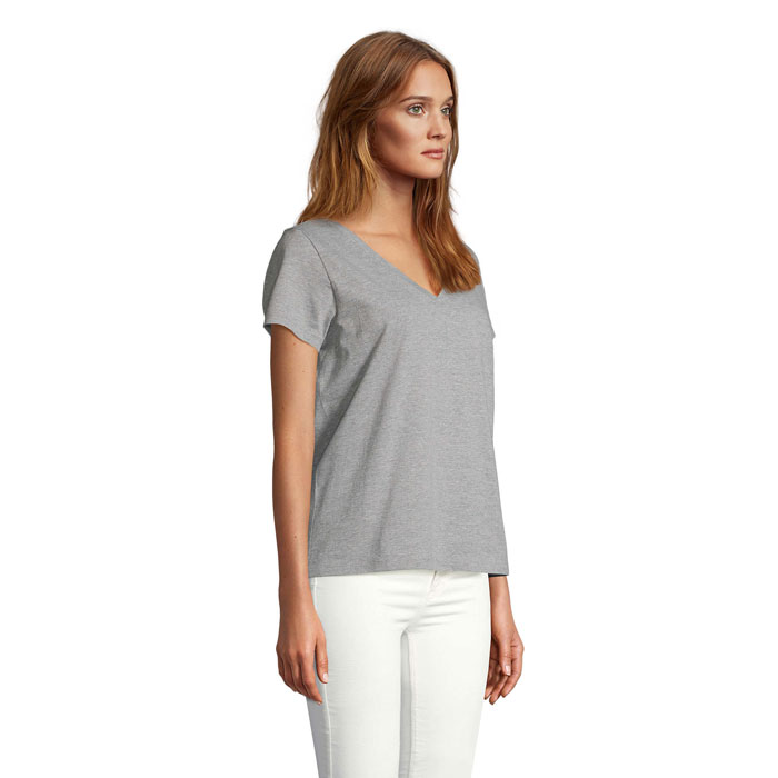REGENT V T-SHIRT WOMEN Grigio Melange item picture side