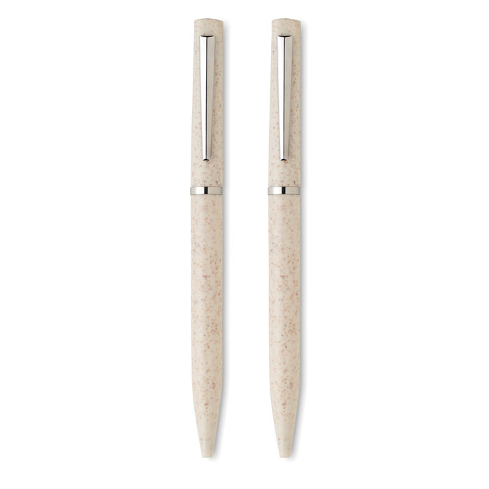 Wheat straw/ABS twist pen set Beige item picture 4