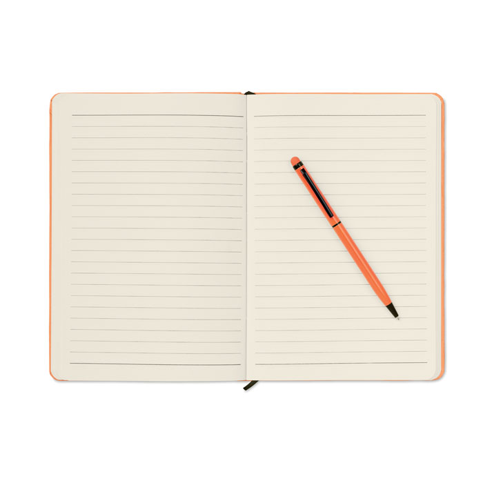 A5 notebook w/stylus 72 lined orange item picture open