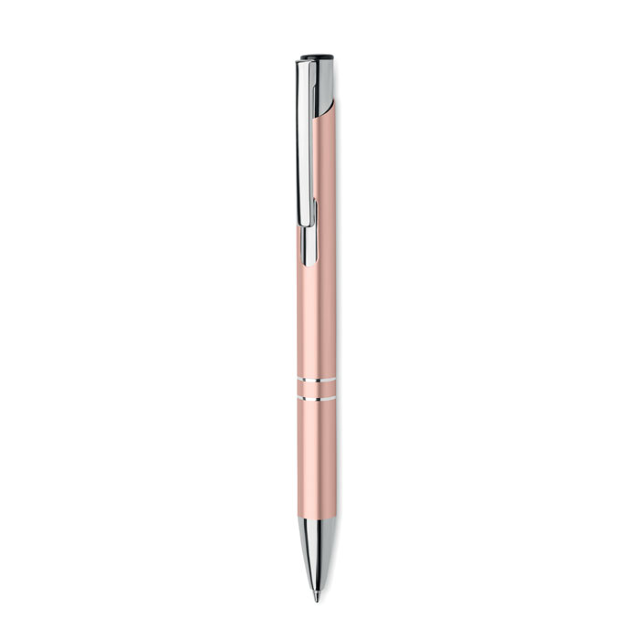 Recycled aluminium ball pen Beige/Rosso item picture front