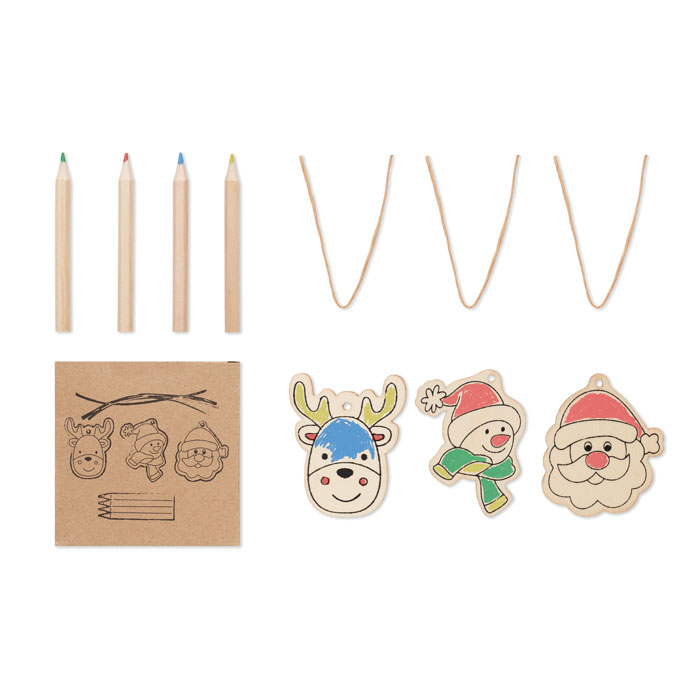 Drawing wooden ornaments set Legno item picture printed