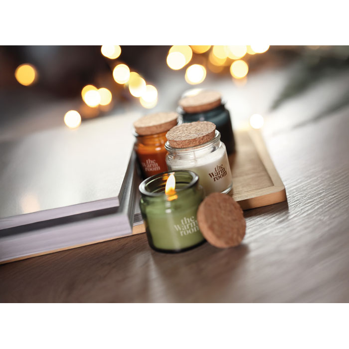 Candela in cera vegetale 70 gr Beige item picture printed