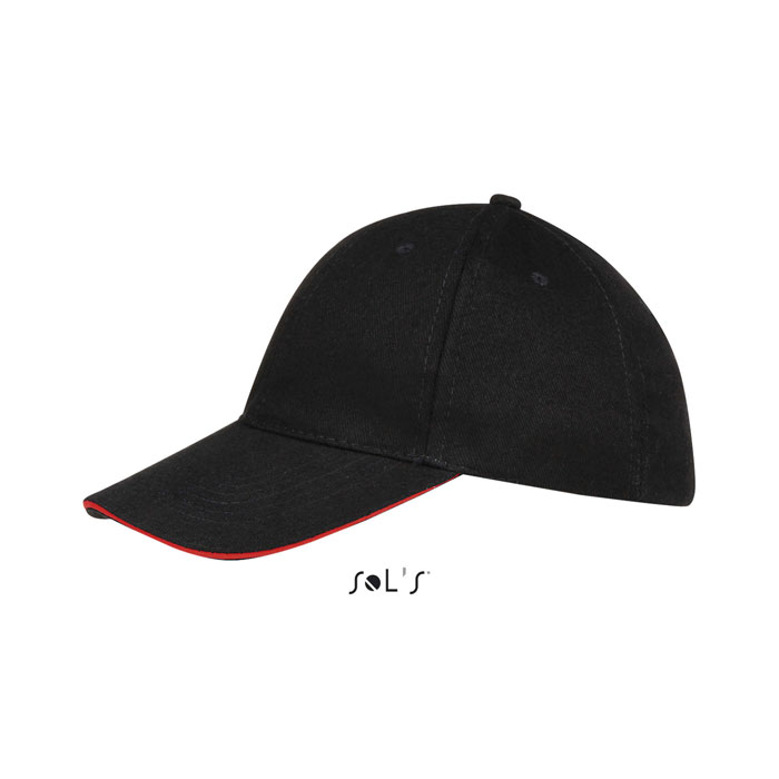 BUFFALO SIX PANEL CAP Nero/Rosso item picture side