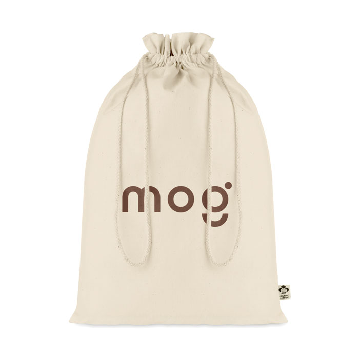 Large organic cotton gift bag Beige item picture printed
