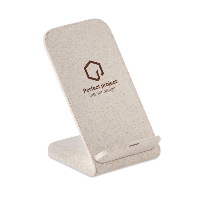 Caricatore wireless in paglia beige item picture printed