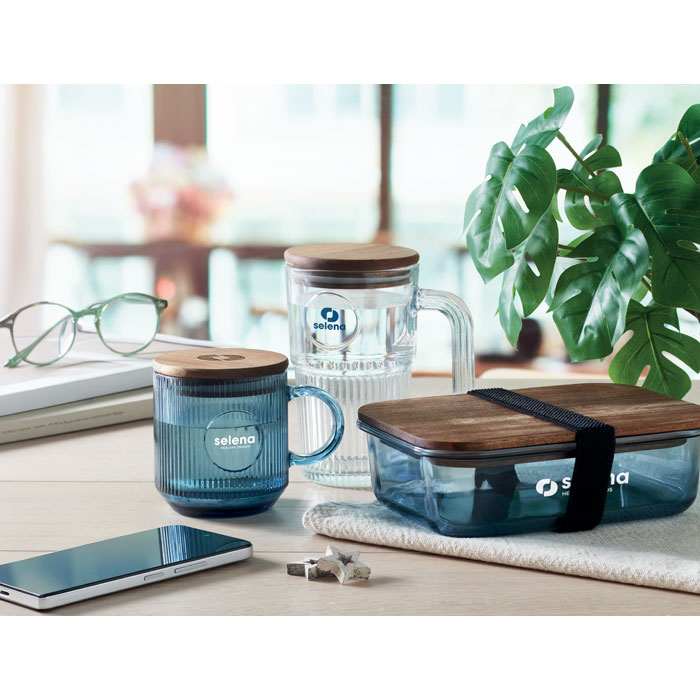 Ribbed glass mug 300ml Blu Trasparente item picture 7