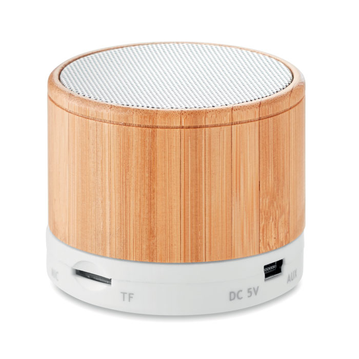 Round Bamboo wireless speaker Bianco item picture back