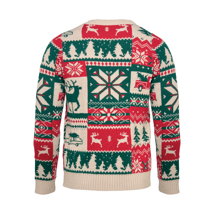 Christmas knitted sweater L-XL Beige item picture side