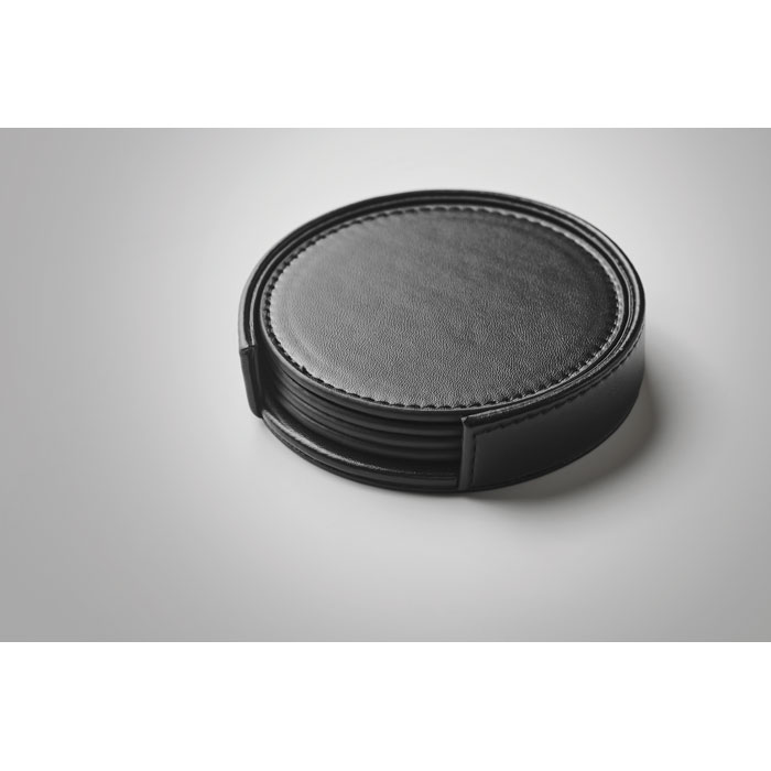 Set of 4 PU coasters Nero item detail picture