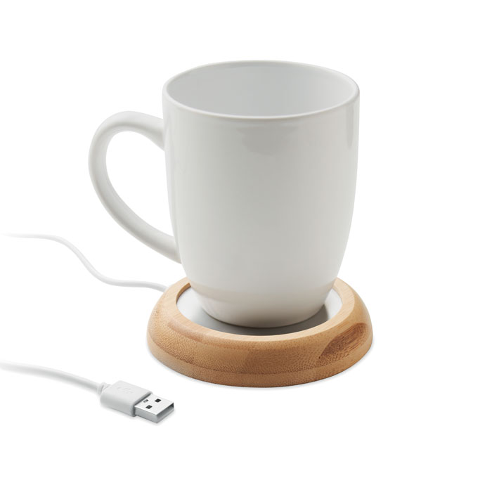 Bamboo mug warmer with USB Legno item picture back