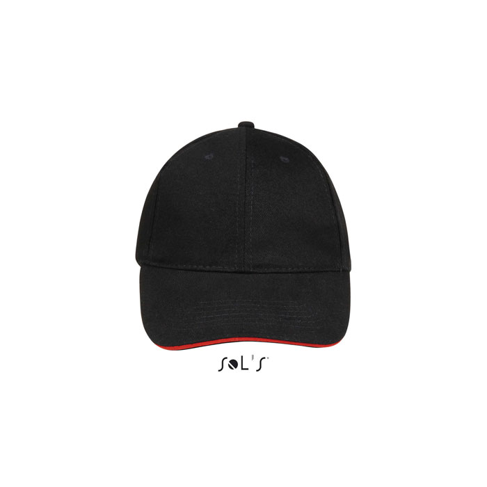 BUFFALO SIX PANEL CAP Nero/Rosso item picture front