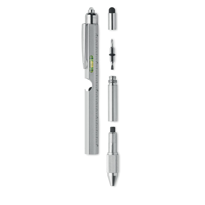 Spirit level pen with ruler Argento Opaco item picture front