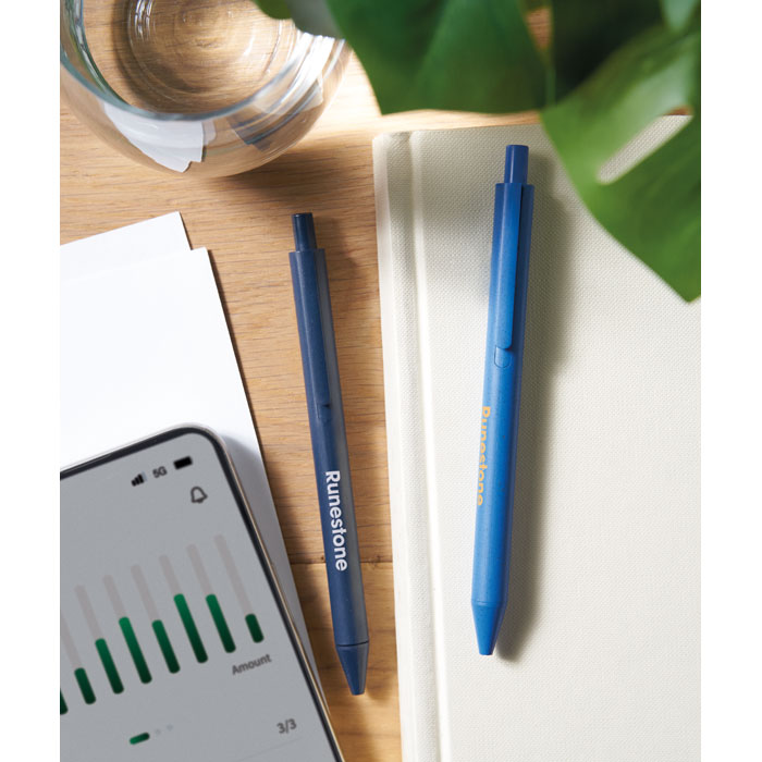 Wheat Straw/ABS push type pen Blu Royal item picture printed