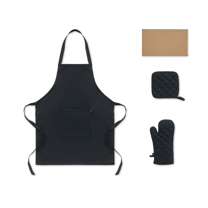 Set cucina in cotone riciclato Nero item picture front