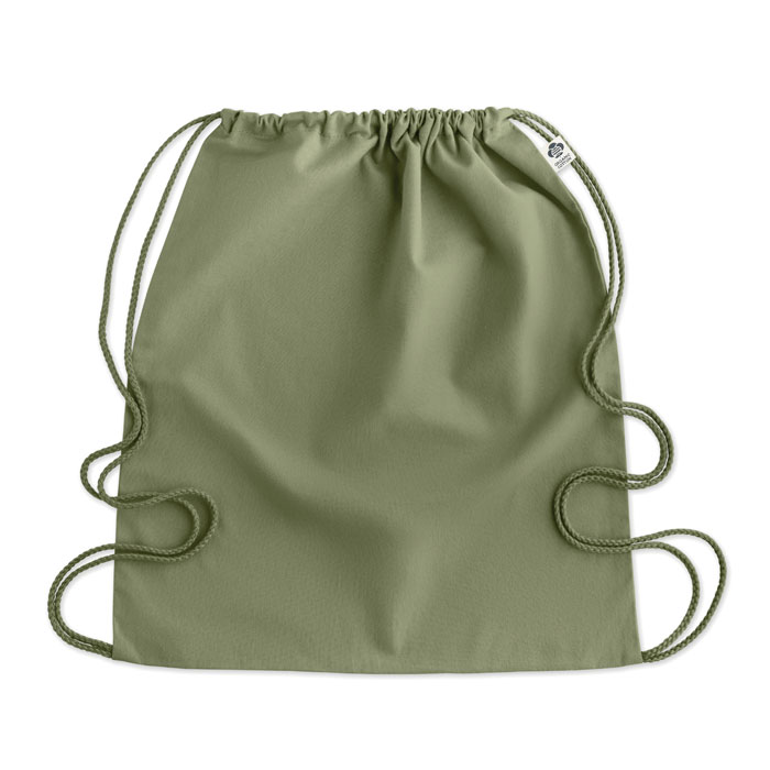 Borsa con coulisse in cotone or Verde item picture top