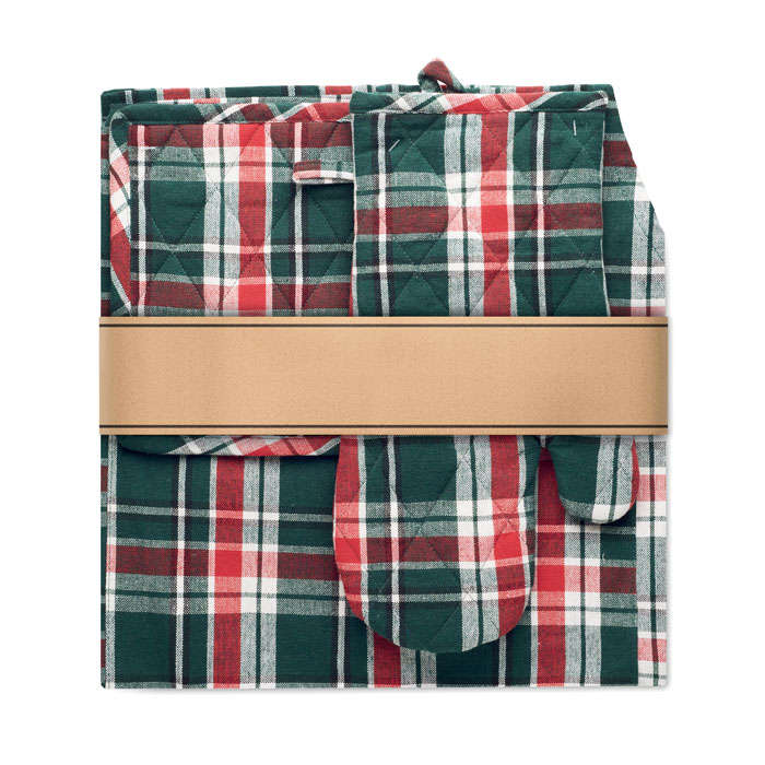 Chequered cotton kitchen set Multicolore item picture 1