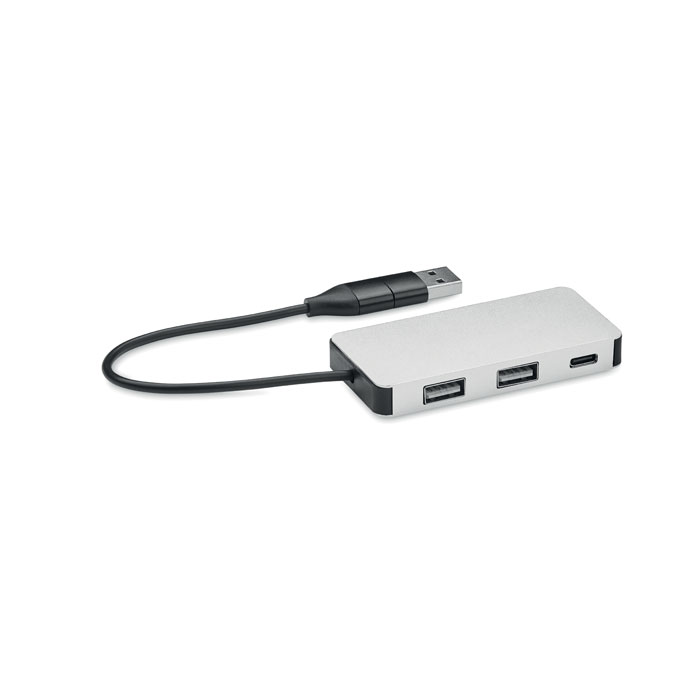 3 port USB hub with 20cm cable Argento item picture front