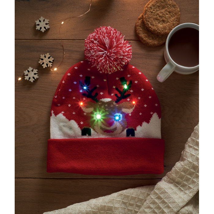 Berretto di Natale con LED Rosso item picture back