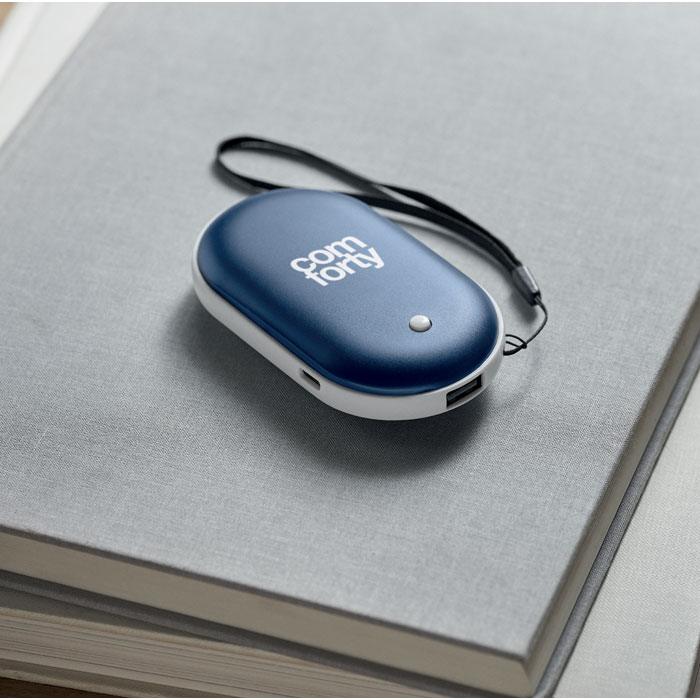 Aluminium electric hand warmer Blu item picture printed