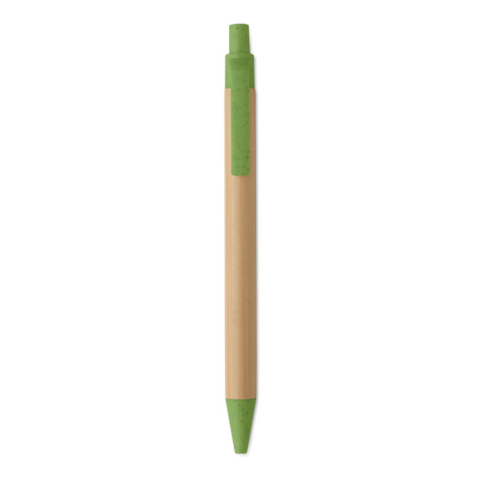 Push button ball pen in bamboo Verde item picture top