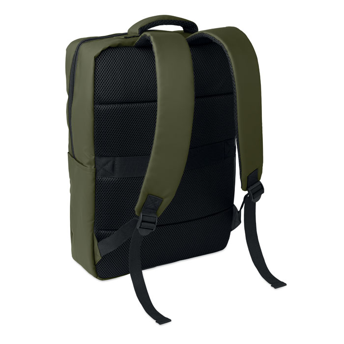 15" PU RPET laptop backpack Verde Militare item picture back