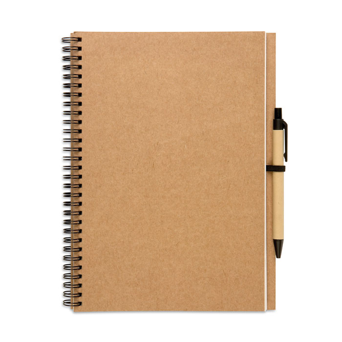 Recycled notebook with pen Beige item picture front