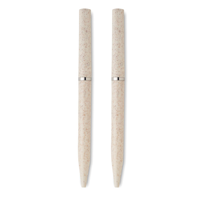 Wheat straw/ABS twist pen set Beige item picture 6