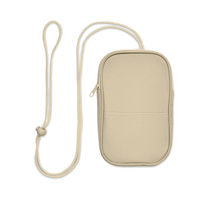 RPET cross body travel pouch Beige item picture back