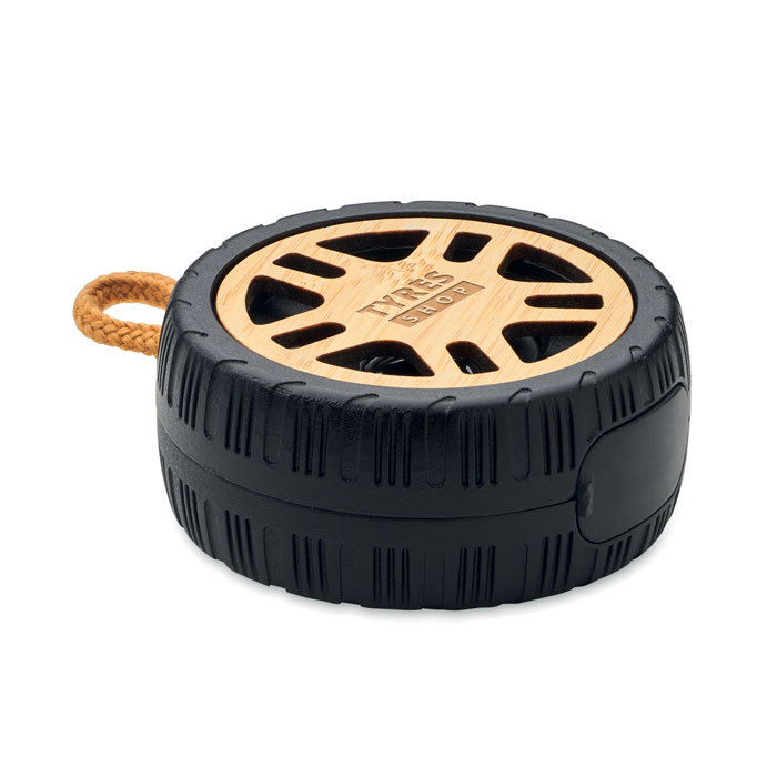 Wireless speaker tire shaped Legno item picture printed