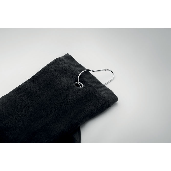 Cotton golf towel with hanger Nero item detail picture