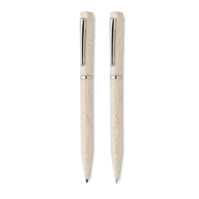 Wheat straw/ABS twist pen set Beige item picture 3