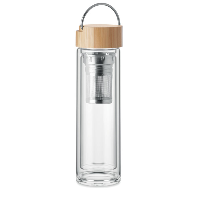 Double wall glass bottle 400ml Trasparente item picture front