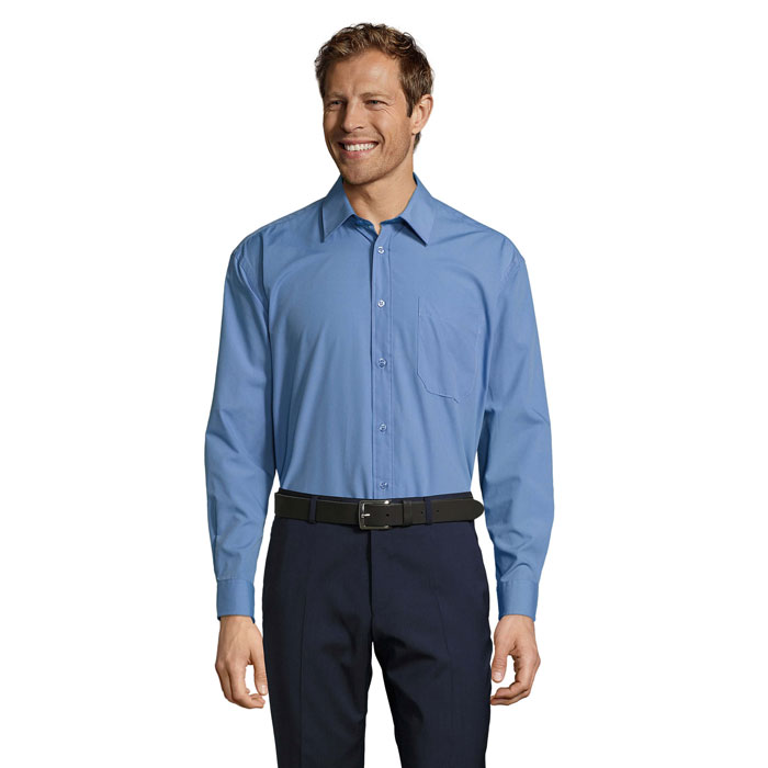BALTIMORE POPLIN MEN SHIRT Blu Medio item picture front