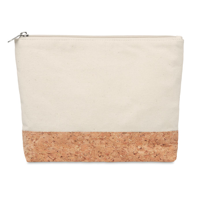 Cork & cotton cosmetic bag Beige item picture front